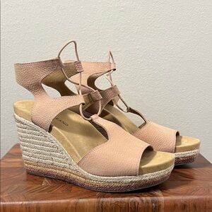 Lucky Brand Yejida Espadrille Wedge Sandal Maple Sugar Nubuck Leather Size 7.5
